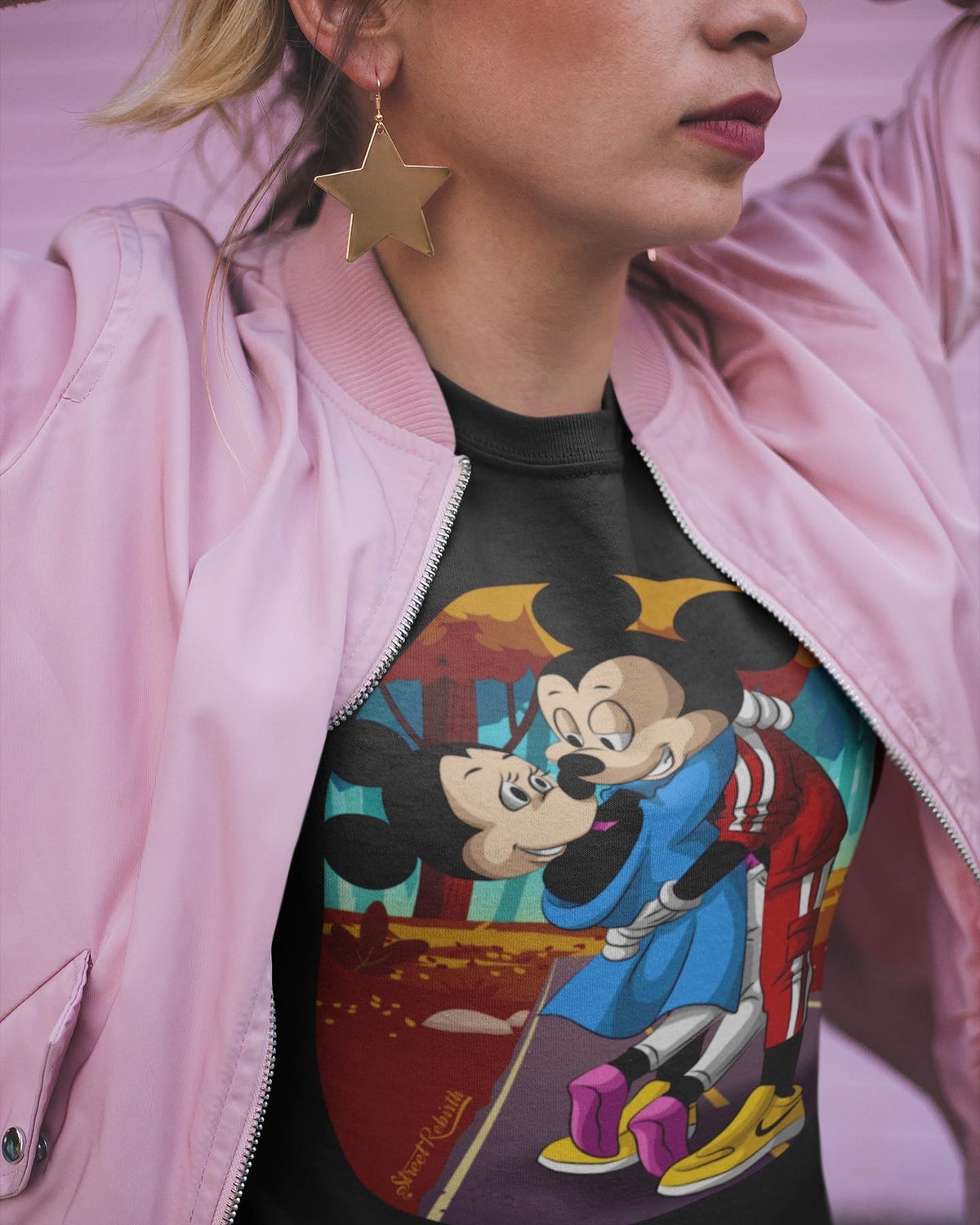 Autumn Love – Urban Mickey &amp; Minnie Fall Park Shirt (Unisex Graphic Tee, Cozy Streetwear Couple Vibes)