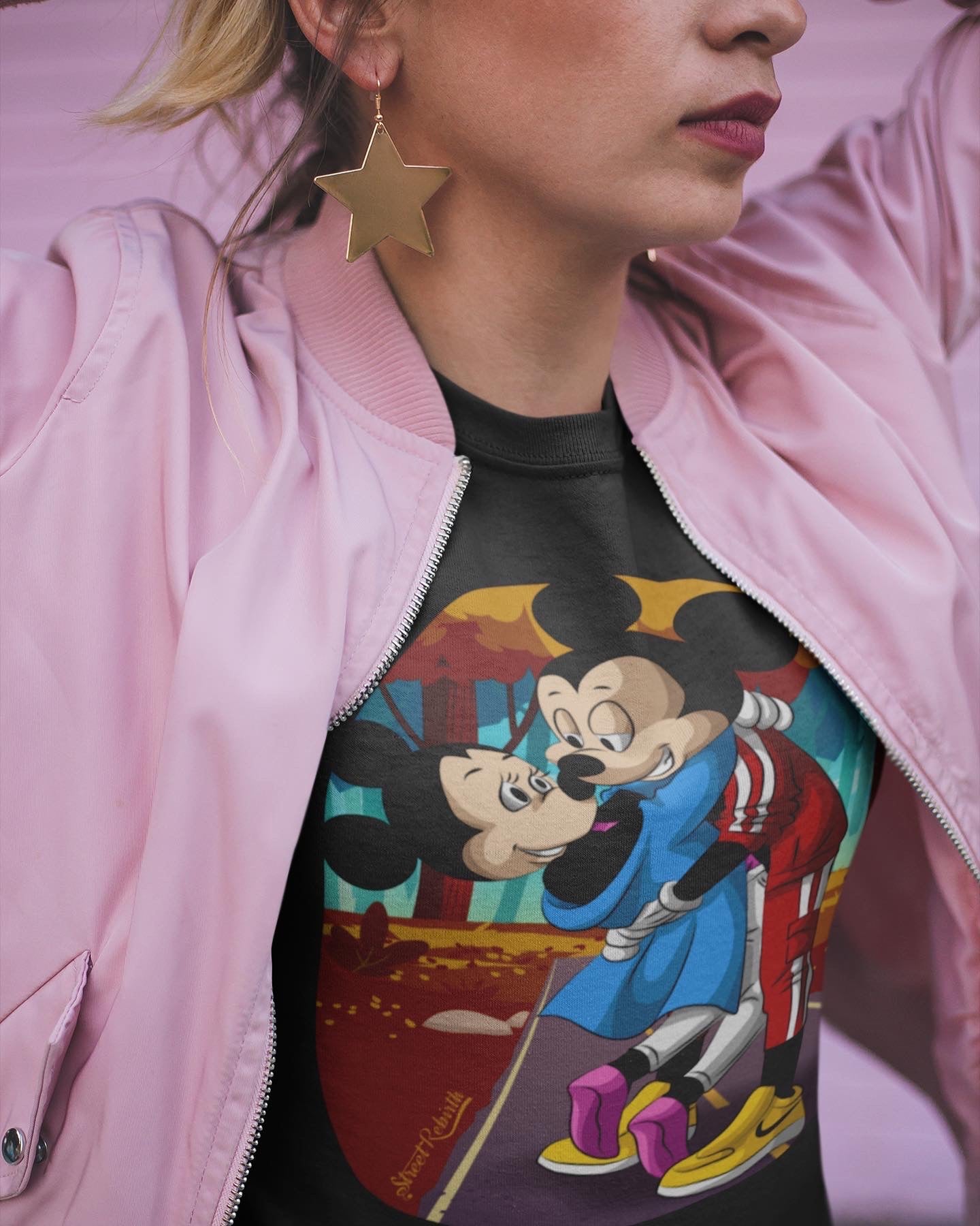 Autumn Love – Urban Mickey & Minnie Fall Park Shirt (Unisex Graphic Tee, Cozy Streetwear Couple Vibes)
