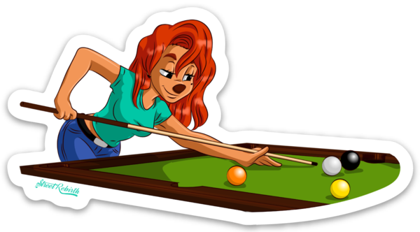 Roxanne Playing Pool Sticker – One 4 Inch Water Proof Vinyl Sticker – For Hydro Flask, Skateboard, Laptop, Planner, Car, Collecting, Gifting