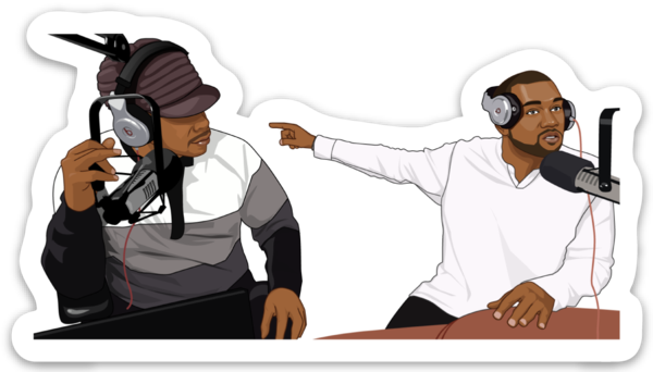 Waterproof vinyl sticker featuring an original hip hop music humorous illustration