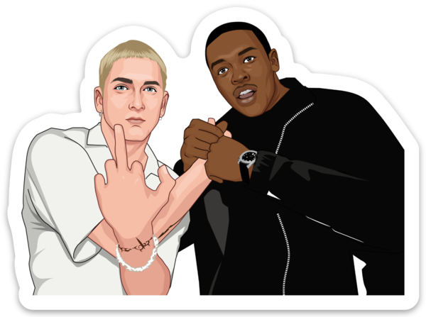 Waterproof vinyl sticker featuring an original hip hop music illustration