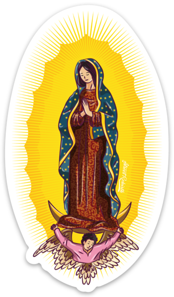 Waterproof vinyl sticker featuring an original colorful illustration