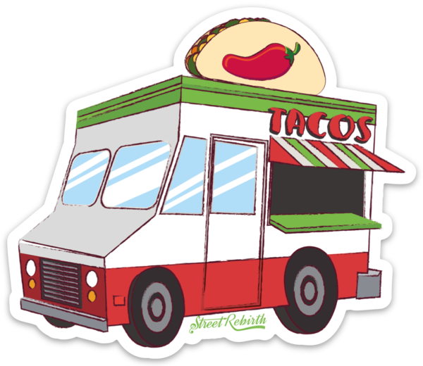 Waterproof vinyl sticker featuring an original food-themed humorous illustration