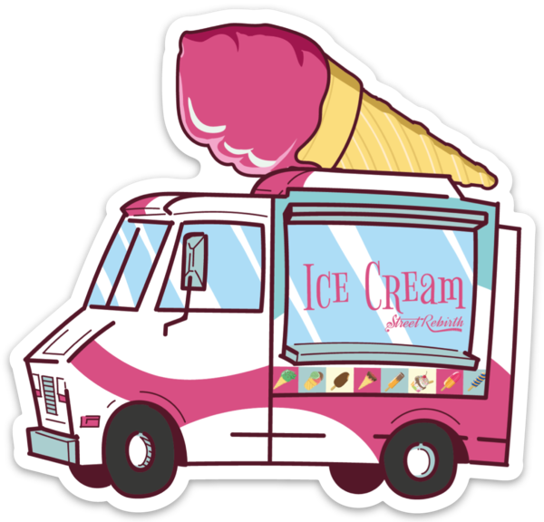 Ice Cream Truck Sticker – One 4 Inch Water Proof Vinyl Sticker – For Hydro Flask, Skateboard, Laptop, Planner, Car, Collecting, Gifting