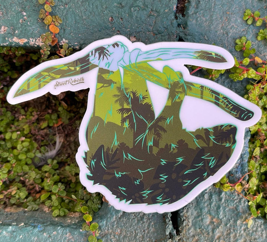Waterproof vinyl sticker featuring an original animal-themed illustration