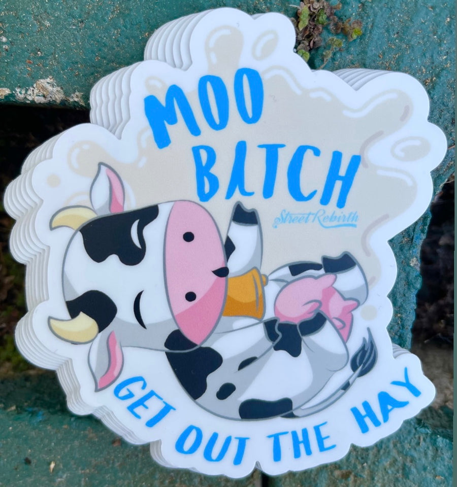Waterproof vinyl sticker featuring an original humorous illustration
