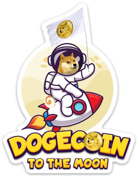 Doge Dogecoin To The Moon Sticker – One 4 Inch Water Proof Vinyl Sticker – For Hydro Flask, Skateboard, Laptop, Planner, Car, Collecting, Gifting
