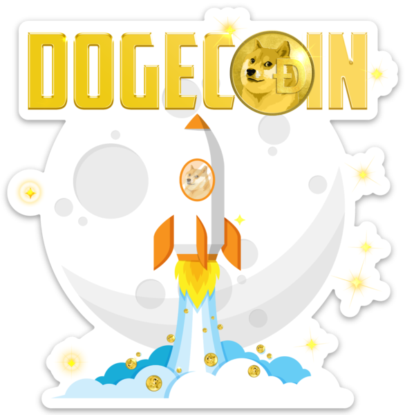 Doge Dogecoin To The Moon Sticker – One 4 Inch Water Proof Vinyl Sticker – For Hydro Flask, Skateboard, Laptop, Planner, Car, Collecting, Gifting