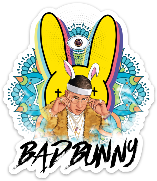 Bad Bunny Sticker – One 4 Inch Water Proof Vinyl Sticker – For Hydro Flask, Skateboard, Laptop, Planner, Car, Collecting, Gifting