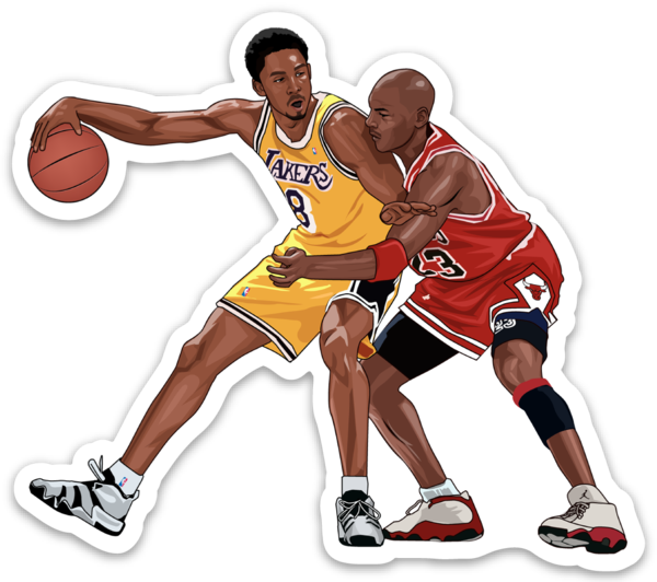 Waterproof vinyl sticker featuring an original basketball illustration