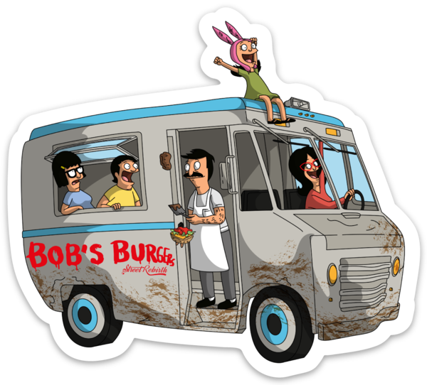 Waterproof vinyl sticker featuring an original humorous cartoon-style illustration
