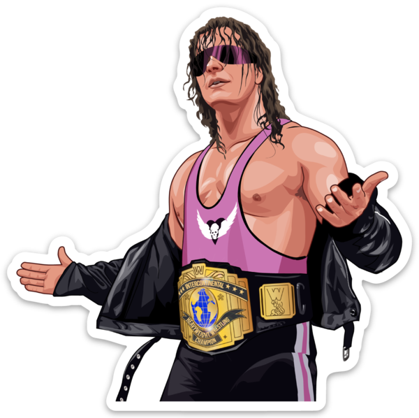 Waterproof vinyl sticker featuring an original wrestling humorous retro illustration