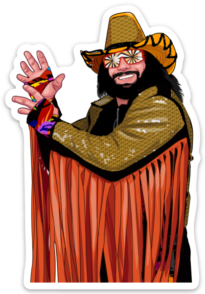 Waterproof vinyl sticker featuring an original wrestling humorous retro illustration