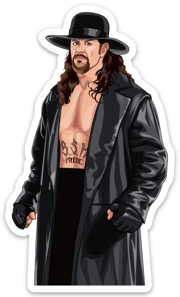 Waterproof vinyl sticker featuring an original wrestling humorous illustration