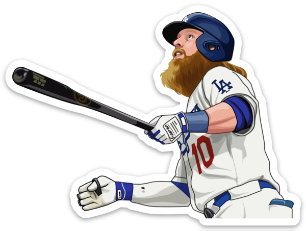 Los Angeles Baseball Justin Sticker – One 4 Inch Water Proof Vinyl Sticker – For Hydro Flask, Skateboard, Laptop, Planner, Car, Collecting, Gifting