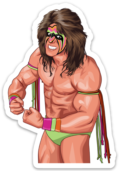 Waterproof vinyl sticker featuring an original wrestling humorous retro illustration