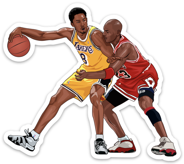 Waterproof vinyl sticker featuring an original basketball illustration