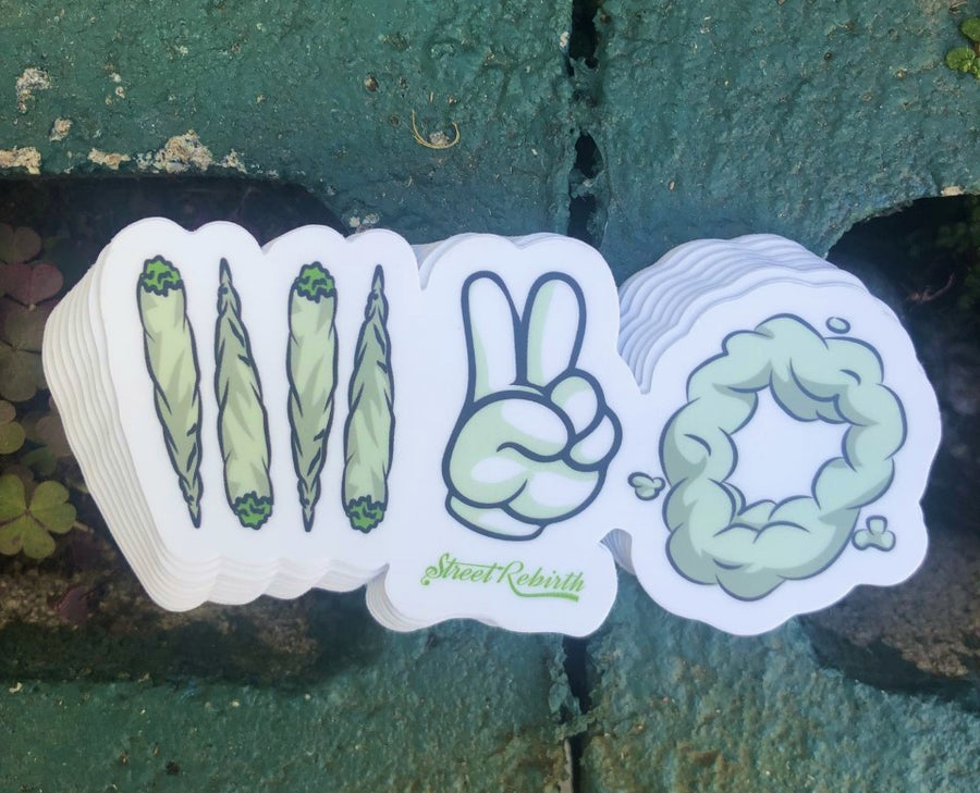Funny 420 cannabis culture sticker in bold flat color art