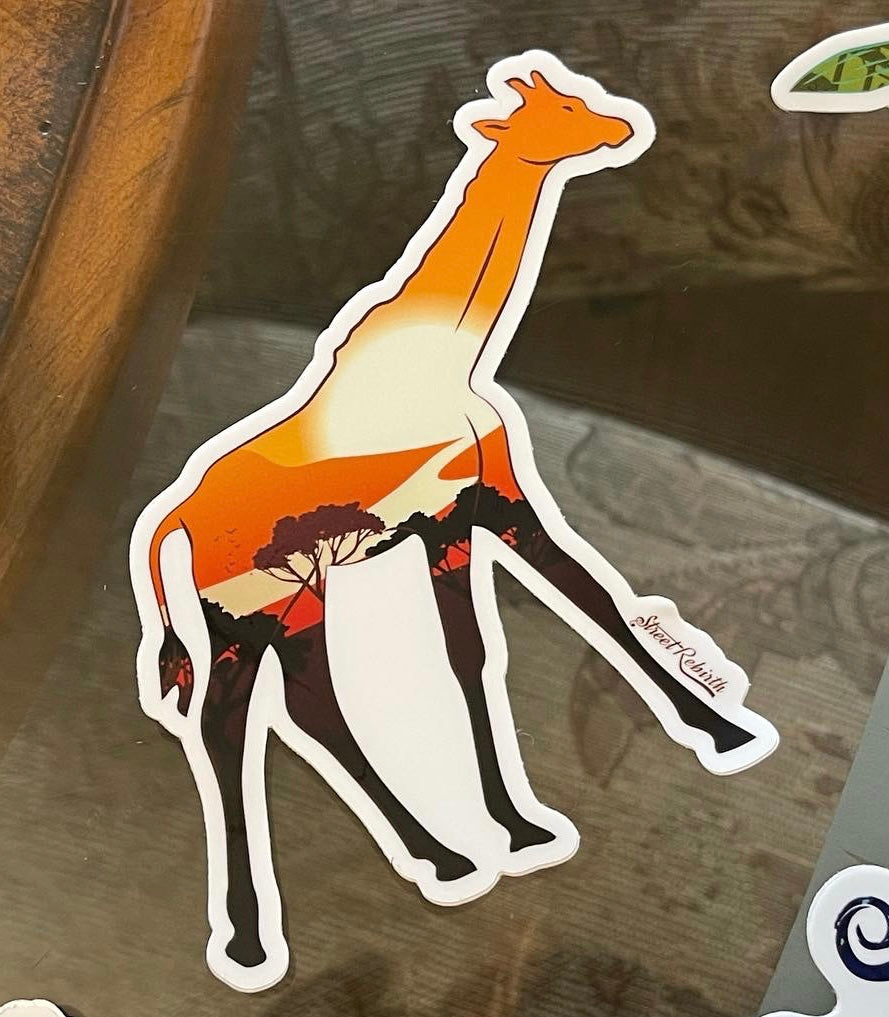 Waterproof vinyl sticker featuring an original colorful illustration