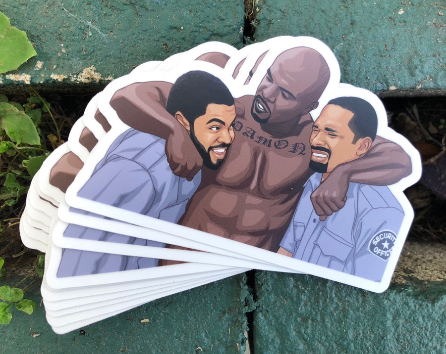 Waterproof vinyl sticker featuring an original humorous illustration