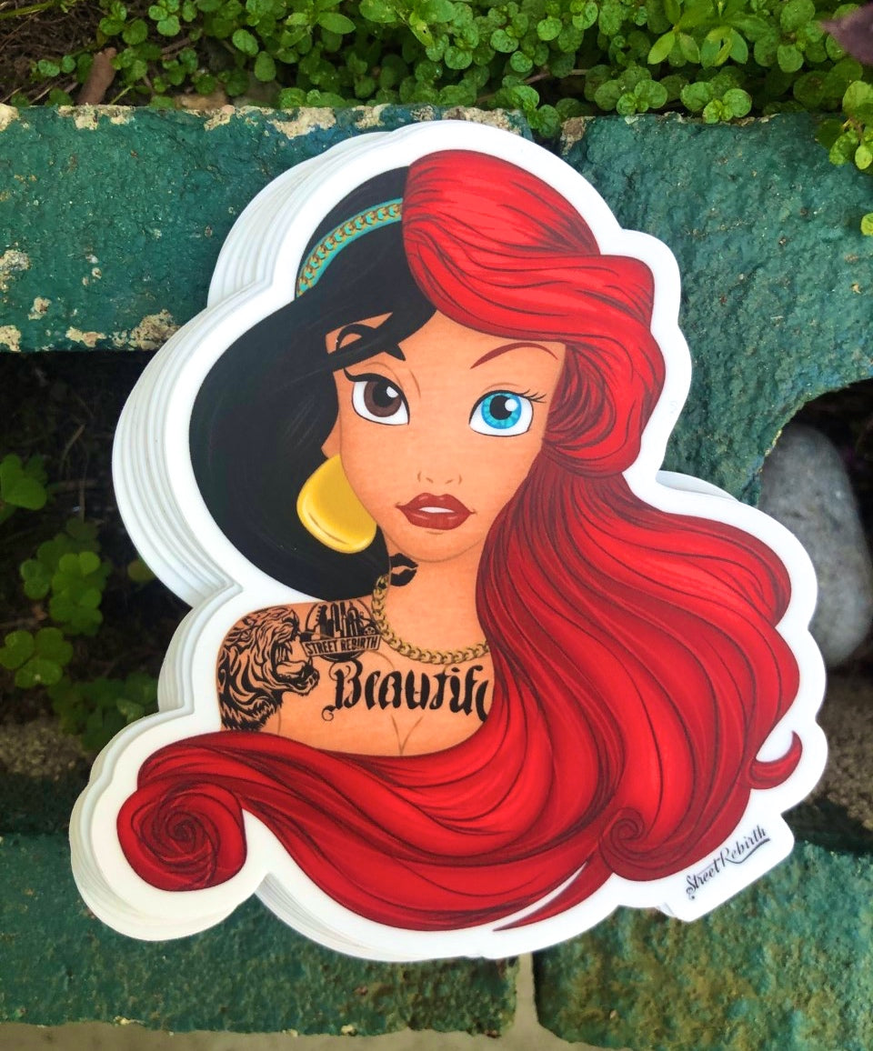 1 Mermaid Jas Mashup Sticker – One 4 Inch Water Proof Vinyl Sticker – For Hydro Flask, Skateboard, Laptop, Planner, Car, Collecting, Gifting