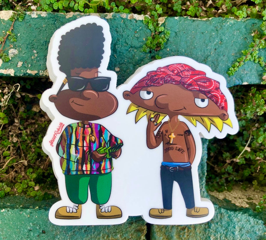 Waterproof vinyl sticker featuring an original hip hop music retro illustration