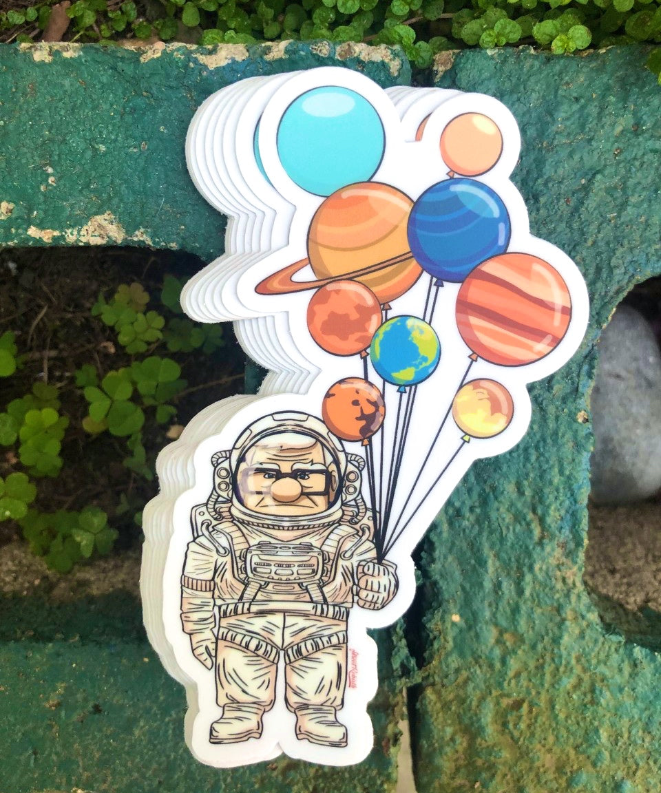 Up Movie Astronaut Mashup Sticker – One 4 Inch Water Proof Vinyl Sticker – For Hydro Flask, Skateboard, Laptop, Planner, Car, Collecting, Gifting