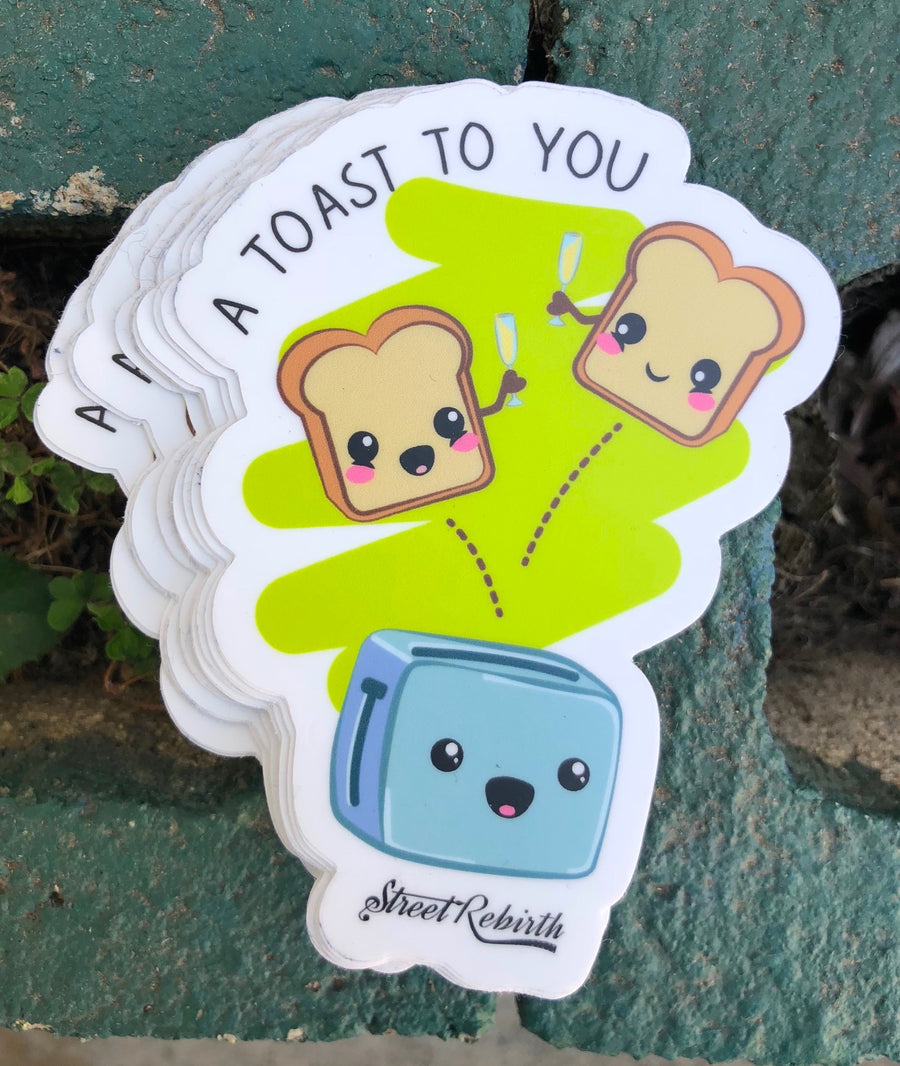 Waterproof vinyl sticker featuring an original humorous illustration
