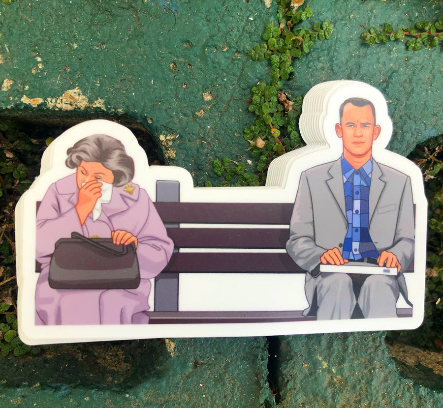 Waterproof vinyl sticker featuring an original humorous retro illustration