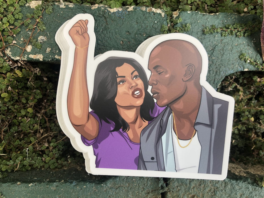Waterproof vinyl sticker featuring an original retro illustration