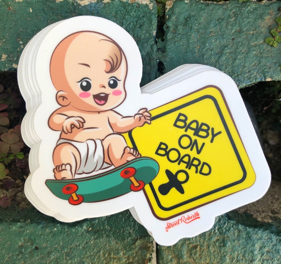 1 Baby On Board Sticker – One 4 Inch Water Proof Vinyl Sticker – For Hydro Flask, Skateboard, Laptop, Planner, Car, Collecting, Gifting