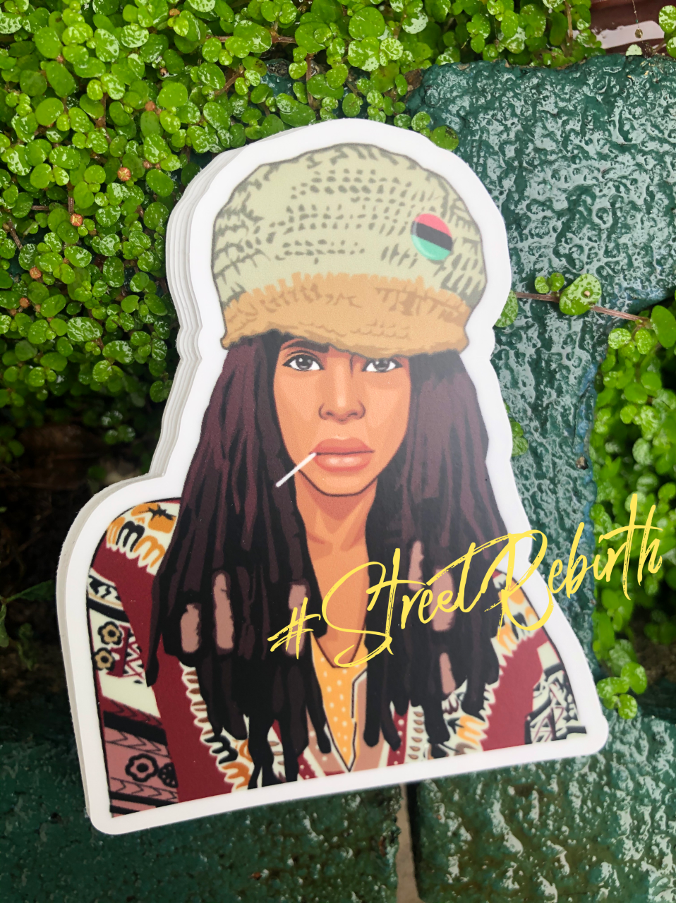 Eryka Badu-Inspired Vinyl Sticker – Soulful Art for Your Collection – One 4 Inch Water Proof Vinyl Sticker – For Hydro Flask, Skateboard, Laptop, Planner, Car, Collecting, Gifting