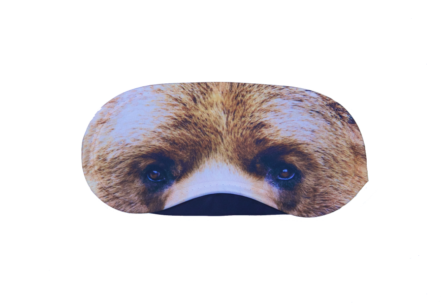 Reusable sleep eye mask with an original animal-themed humorous printed design