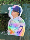 1 Kelly Baseball Holographic Sticker – One 4 Inch Water Proof Vinyl Sticker – For Hydro Flask, Skateboard, Laptop, Planner, Car, Collecting, Gifting