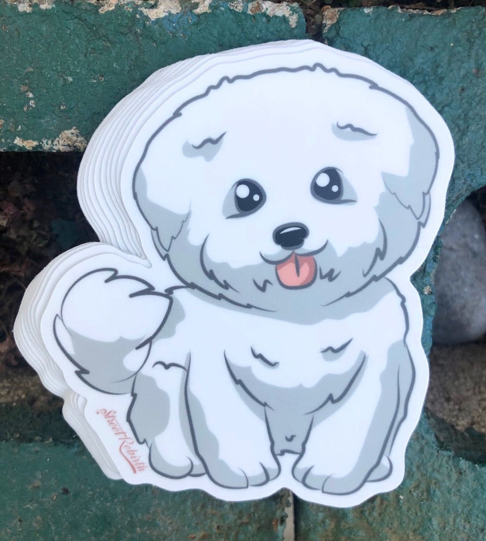 Adorable Bichon Puppy Vinyl Sticker – Cute and Fluffy Design