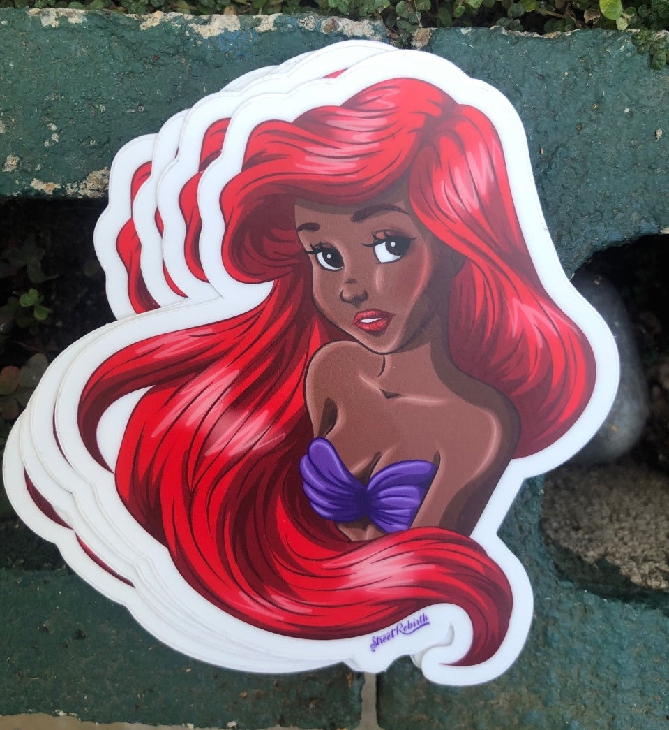 Black Mermaid 4-Inch Sticker – Stunning Ariel-Inspired Design with a Unique Twist – One 4 Inch Water Proof Vinyl Sticker – For Hydro Flask, Skateboard, Laptop, Planner, Car, Collecting, Gifting