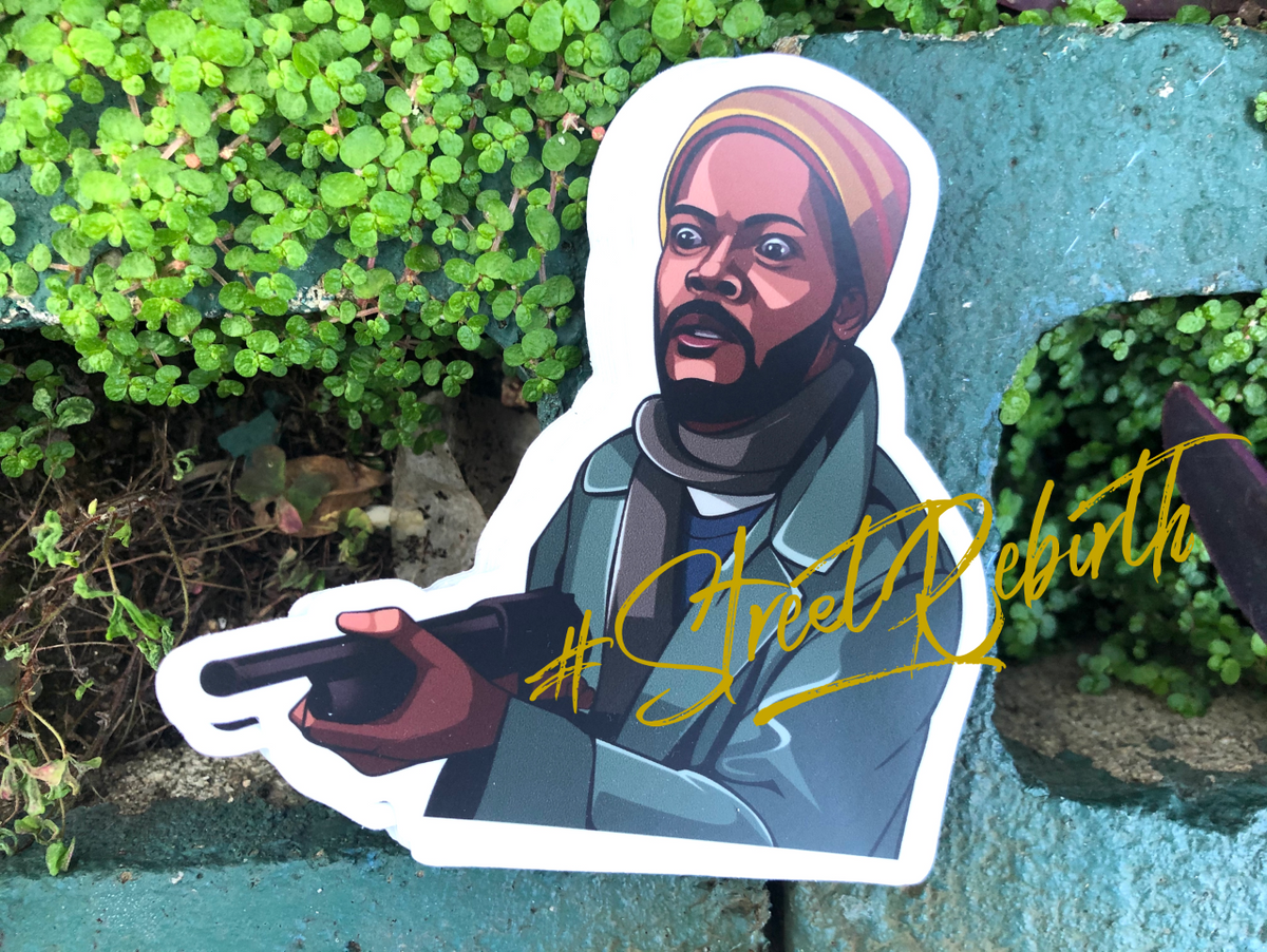 Samuel L. Jackson Vinyl Sticker – Iconic Coming to America Robbery Scene