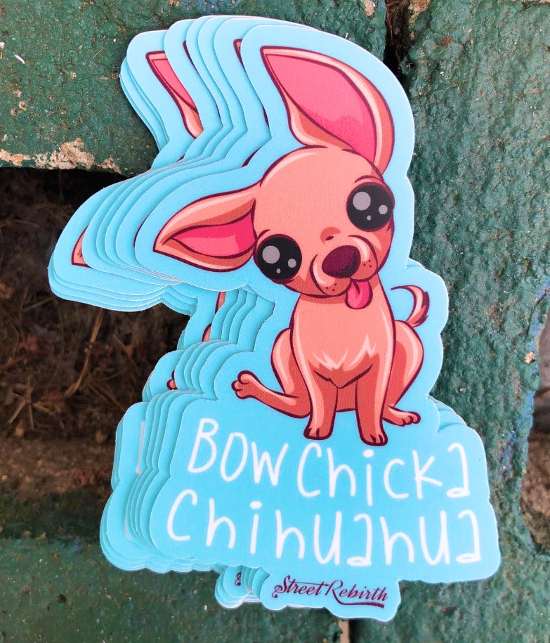 Bow Chick Chihuahua Vinyl Sticker – A Paws-itively Spicy Pun