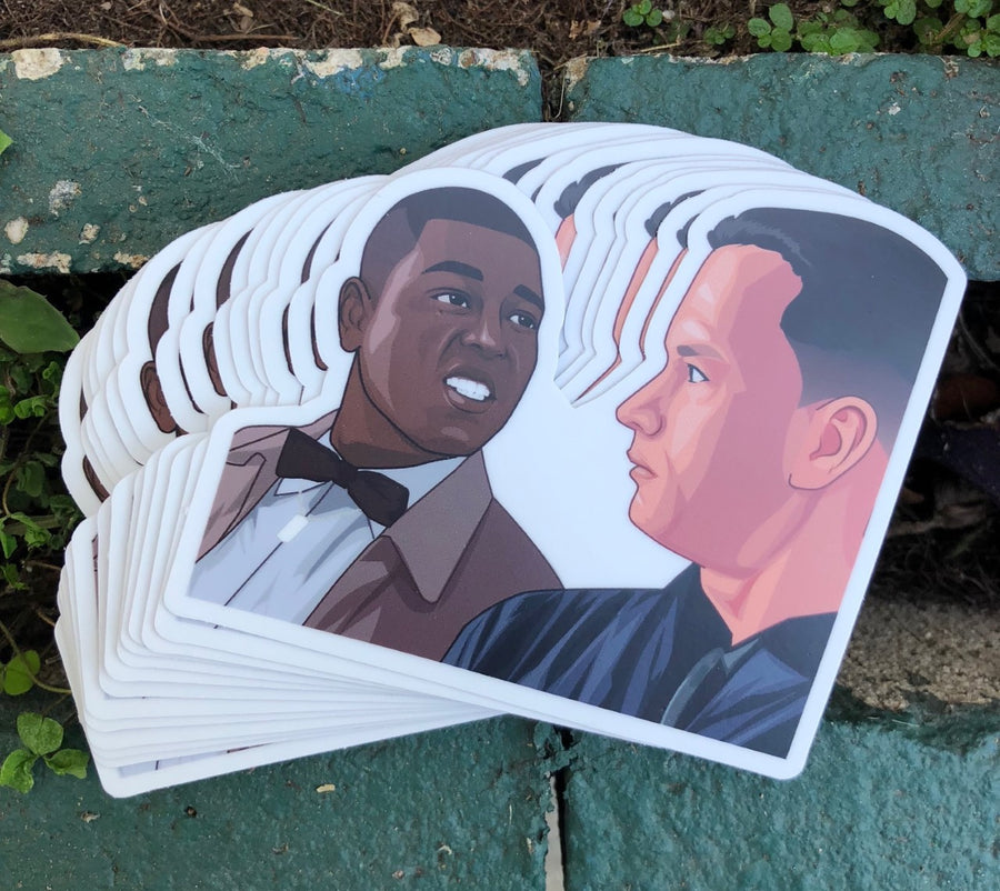 Waterproof vinyl sticker featuring an original humorous retro illustration