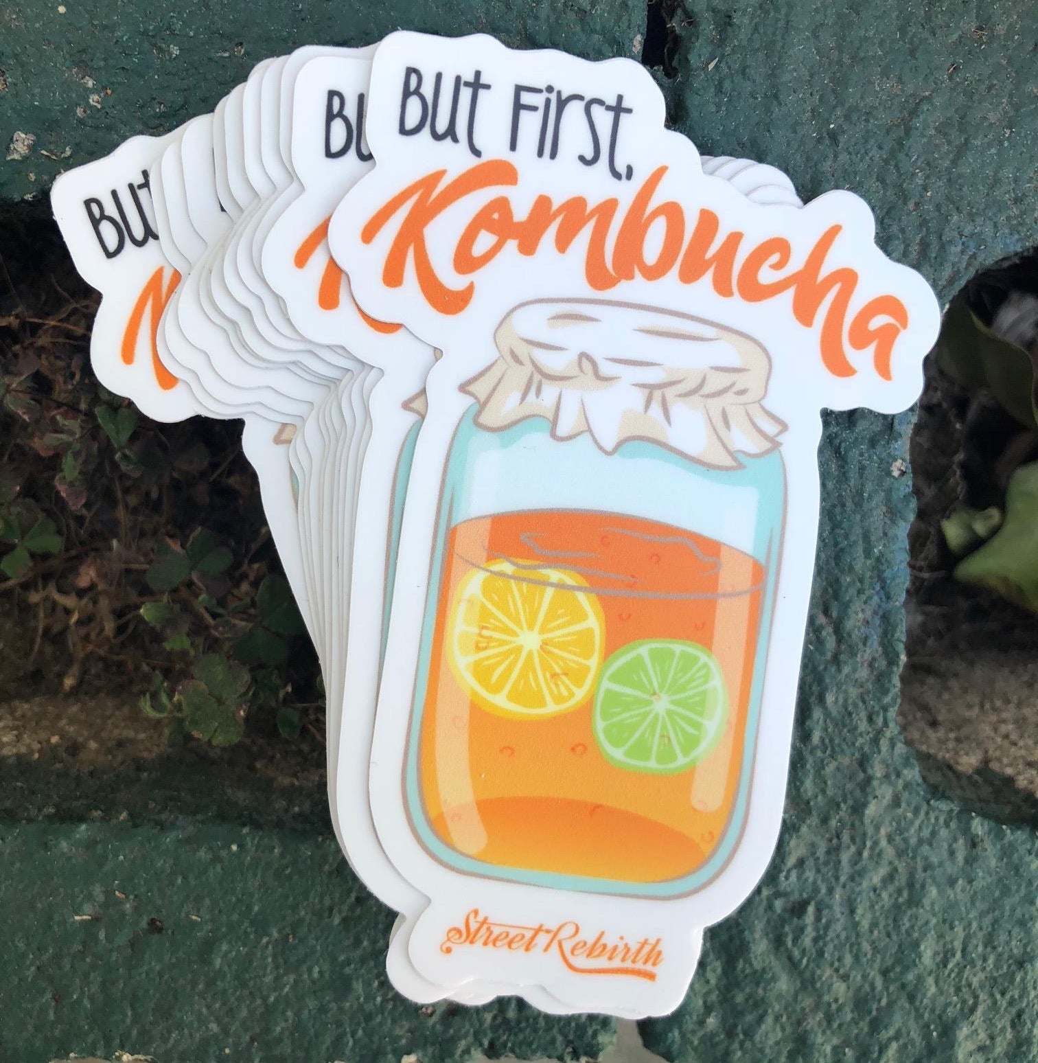 1 But First Kombucha Sticker – One 4 Inch Water Proof Vinyl Sticker – For Hydro Flask, Skateboard, Laptop, Planner, Car, Collecting, Gifting