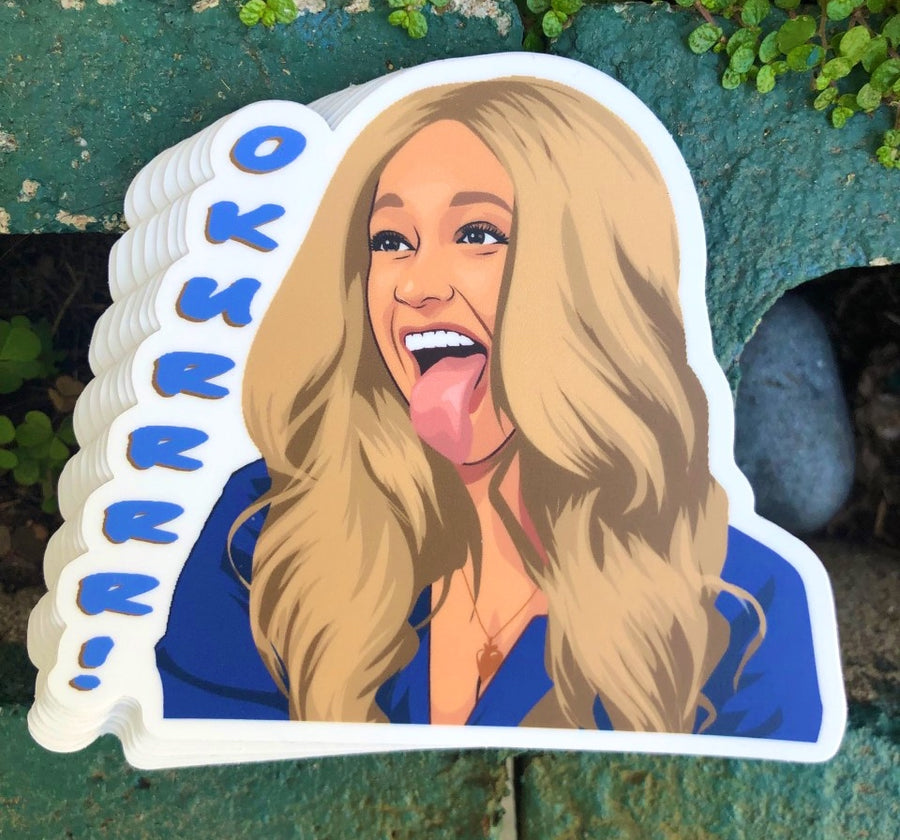 Okurrr catchphrase sticker featuring a female rap icon