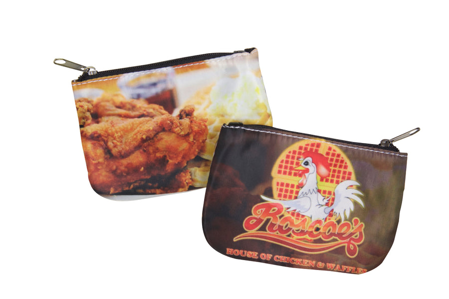Compact coin purse with an original food-themed animal-themed humorous printed design