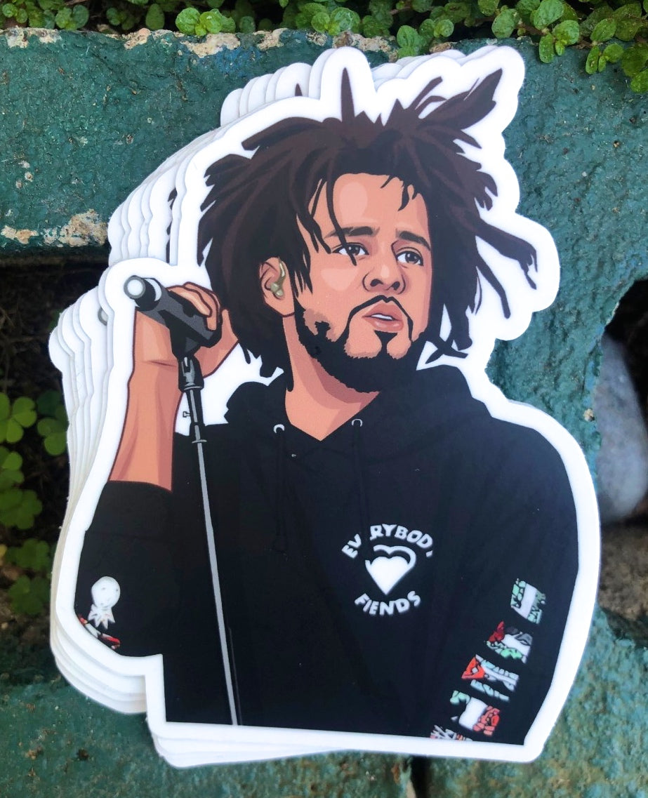 J. Cole Posing 4-Inch Sticker – Iconic Rapper in Action – One 4 Inch Water Proof Vinyl Sticker – For Hydro Flask, Skateboard, Laptop, Planner, Car, Collecting, Gifting