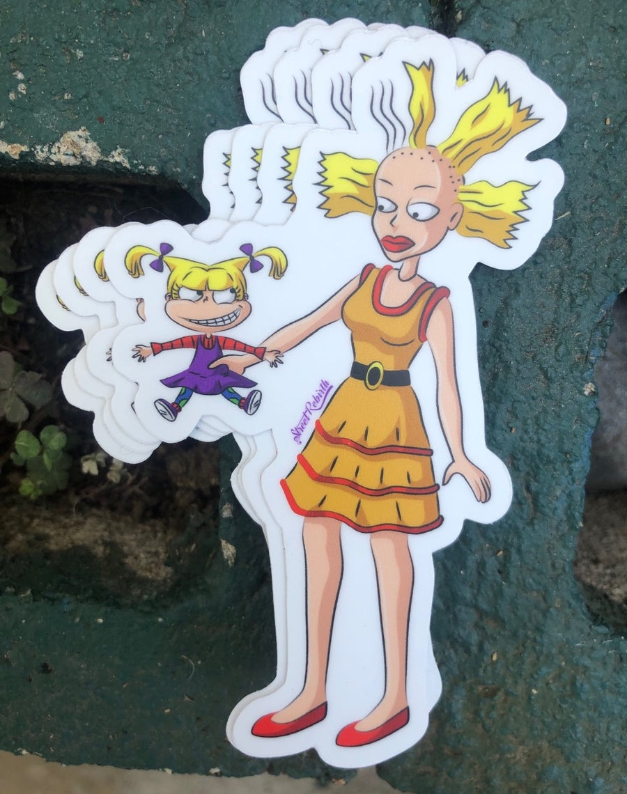 Waterproof vinyl sticker featuring an original humorous retro illustration