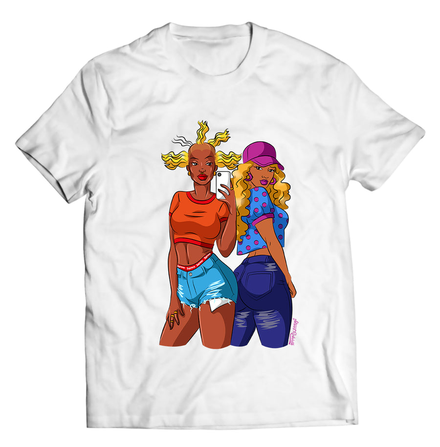 Unisex graphic T-shirt featuring an original faith-inspired humorous retro illustration