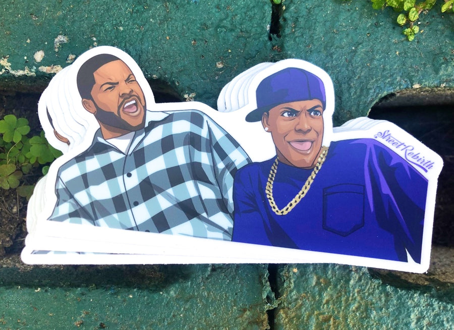 Waterproof vinyl sticker featuring an original humorous retro illustration