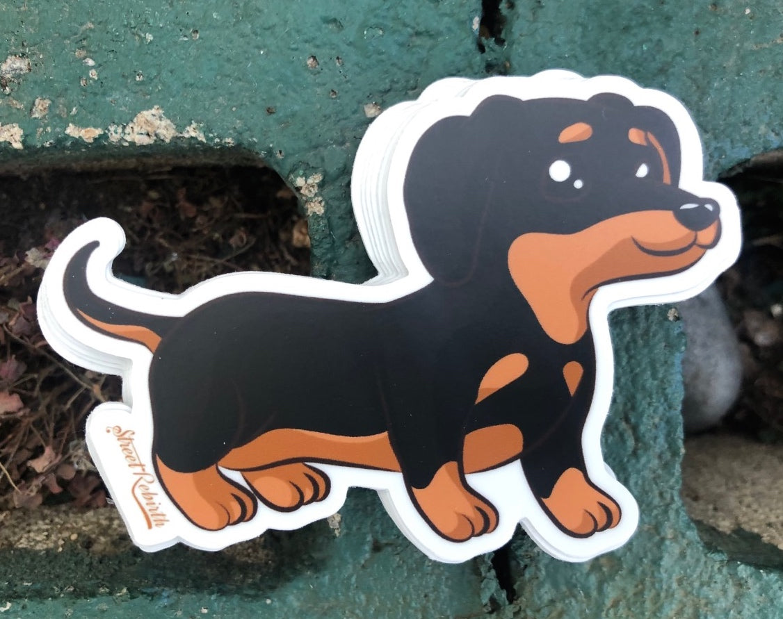 Dachshund Puppy Vinyl Sticker – A Cute and Playful Tribute to Your Favorite Pup