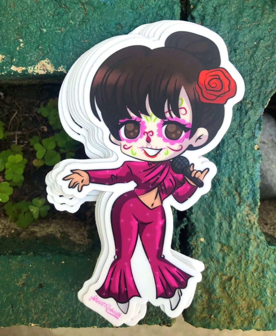 Selena Day of the Dead Vinyl Sticker – A Vibrant Tribute to the Queen of Tejano and Cultural Beauty