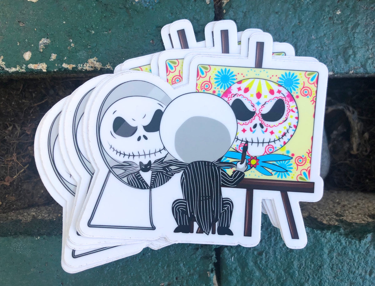 Jack Skellington Day of the Dead Vinyl Sticker – A Festive Fusion of Two Iconic Styles