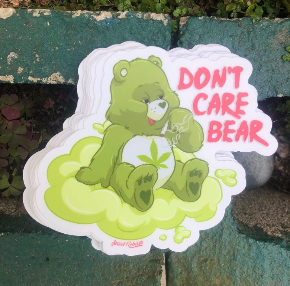 Don’t Care Bear 4-Inch Sticker – Weed Signal Belly Remix – One 4 Inch Water Proof Vinyl Sticker – For Hydro Flask, Skateboard, Laptop, Planner, Car, Collecting, Gifting